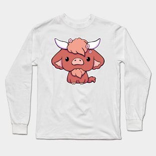 Cute Kawaii Cow - brow Long Sleeve T-Shirt